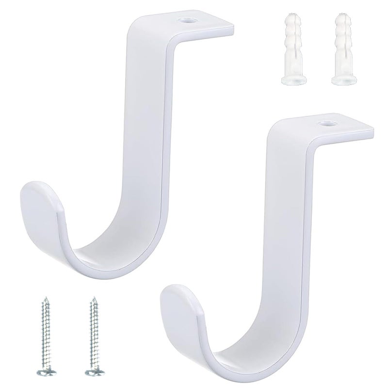 Kowibcl Curtain Rod Brackets for Ceiling-Mounted, Drapery Rod Holder for 1""Diameter Rod, Set of 2,White - Image 1